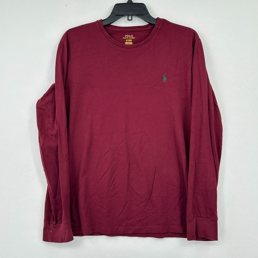 Polo Ralph Lauren Mens Long Sleeve T-Shirt Size M Red Loungewear Green Horse PJs